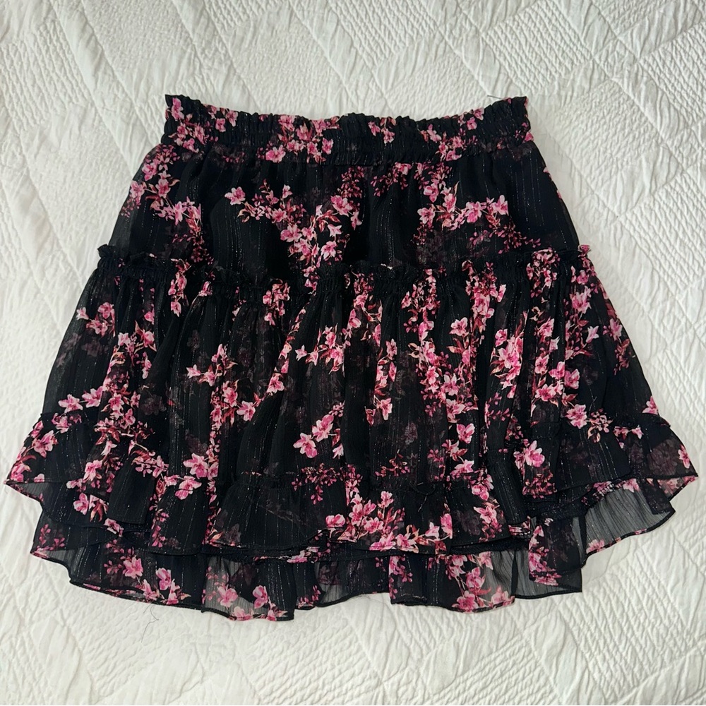 Misa Marion Ruffle Skirt in Berry Floral